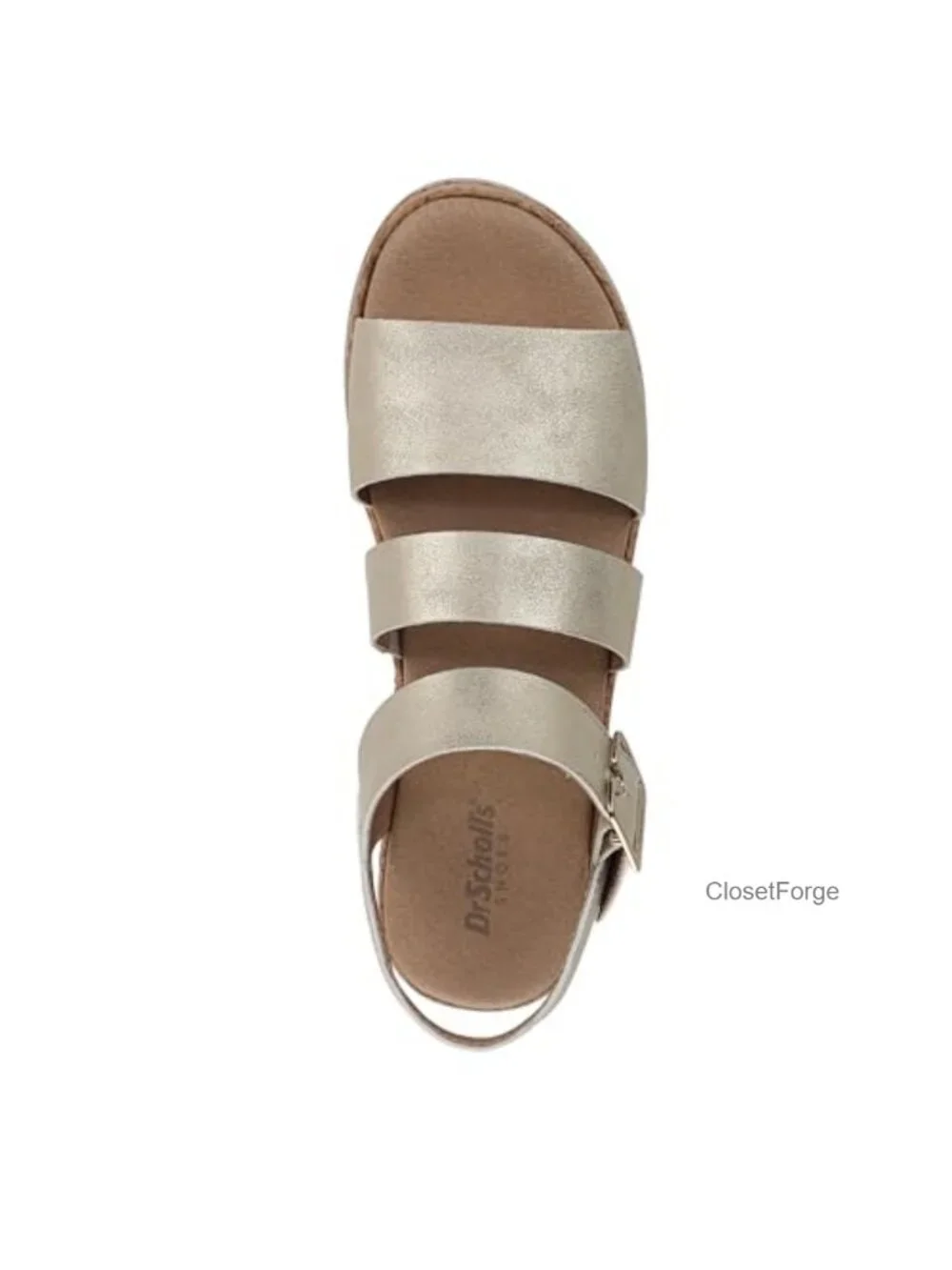 Dr Scholls Once Twice Espadrille Platform Wedge Sandal Faux Leather Strappy